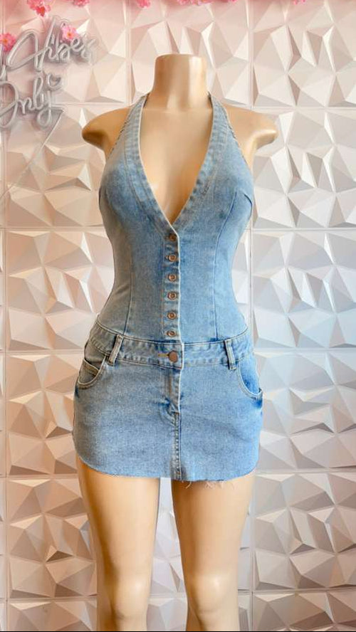 The "Varsity Vixen" Denim Mini Dress