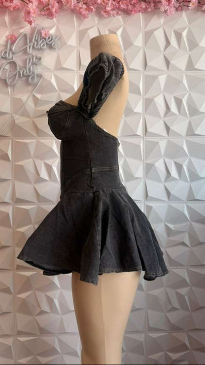 The "Dark Doll" Denim Mini Dress