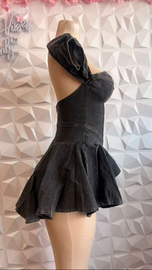 The "Dark Doll" Denim Mini Dress