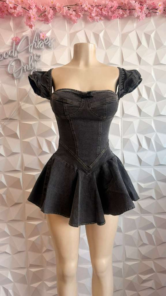 The "Dark Doll" Denim Mini Dress