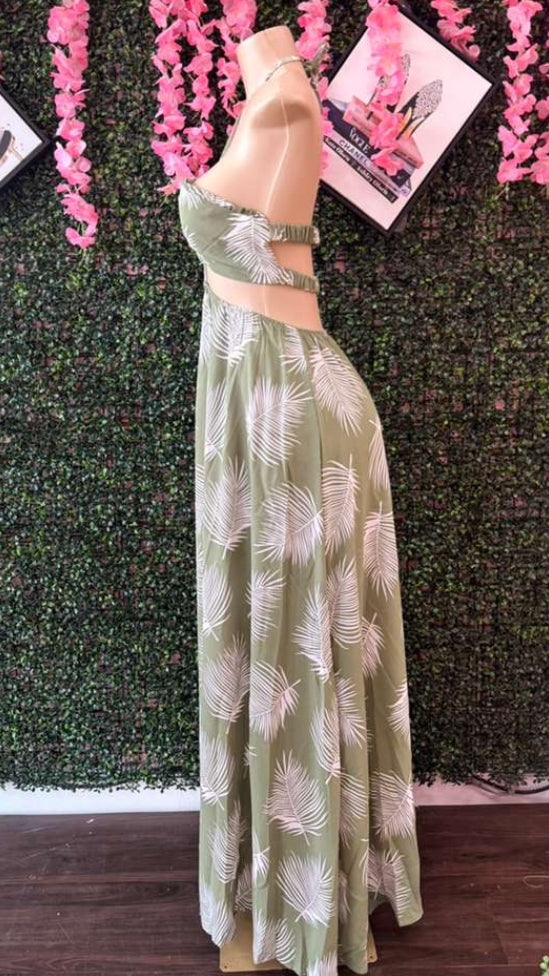 Island Breeze Tropical Cutout Gown