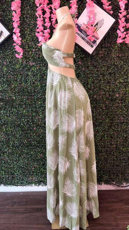 Island Breeze Tropical Cutout Gown