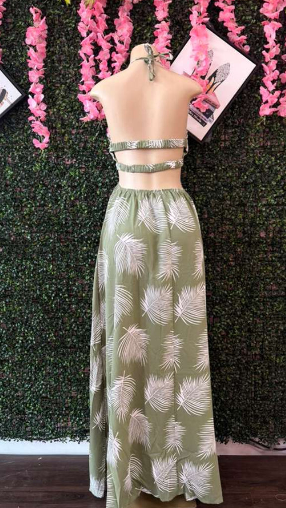 Island Breeze Tropical Cutout Gown