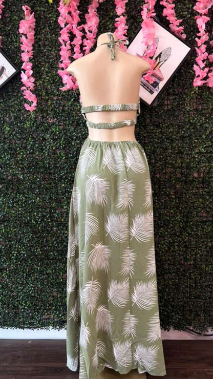 Island Breeze Tropical Cutout Gown