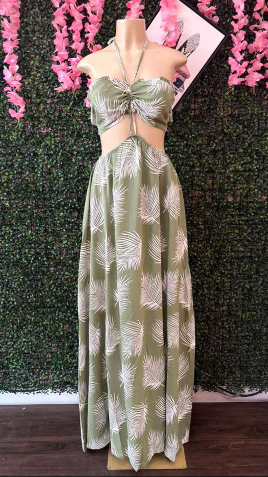 Island Breeze Tropical Cutout Gown