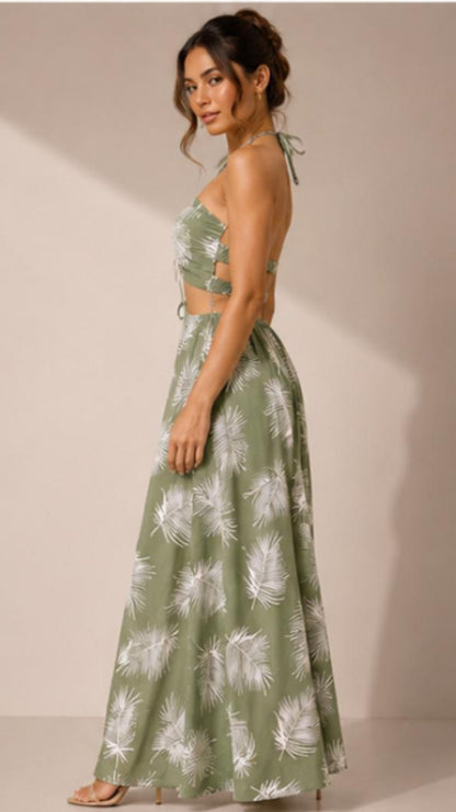 Island Breeze Tropical Cutout Gown