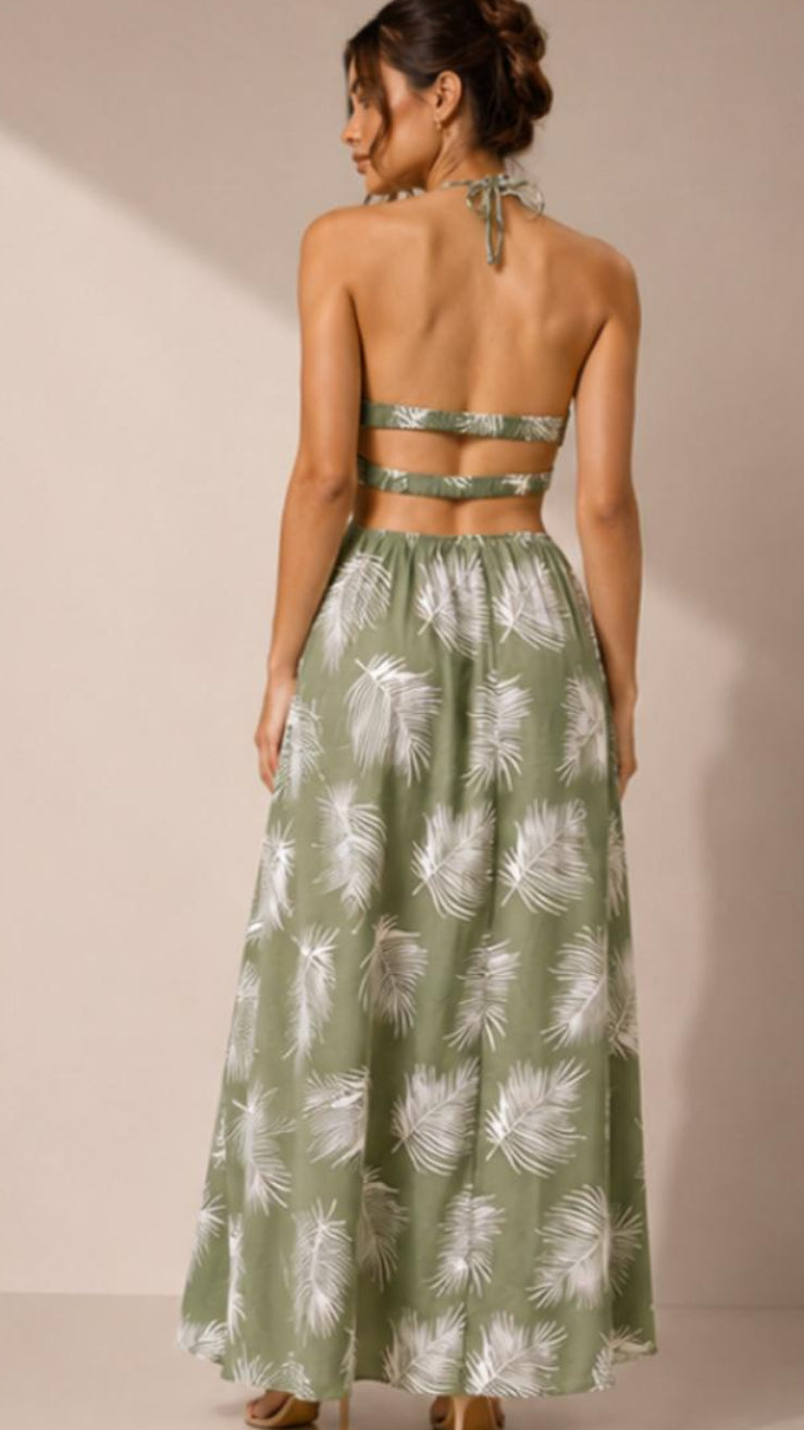 Island Breeze Tropical Cutout Gown