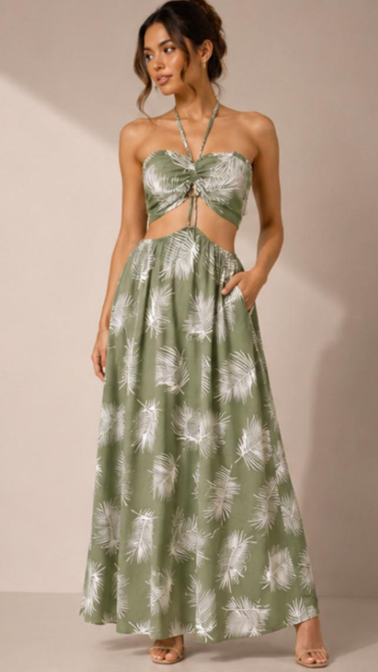 Island Breeze Tropical Cutout Gown