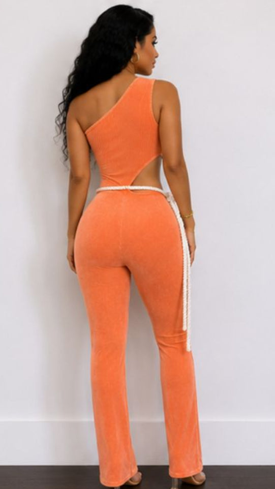 70s Revival Asymmetric Bell-Bottom Jumpsuit
