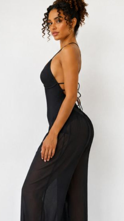Bohemian Wide-Leg Cinch-Ankle Jumpsuit