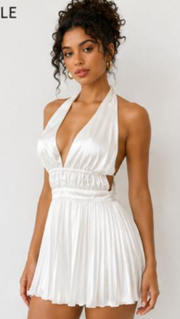 Moonlight Dance Ruched Halter Dress