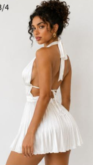 Moonlight Dance Ruched Halter Dress