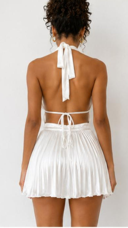 Moonlight Dance Ruched Halter Dress