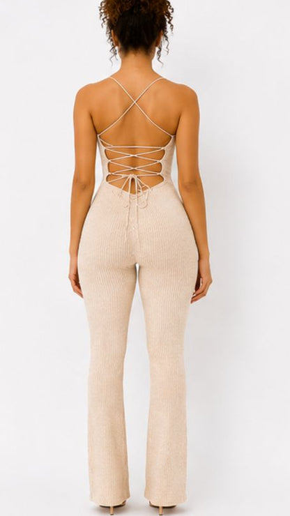 The "Good Vibes" Corset-Back Jumpsuit
