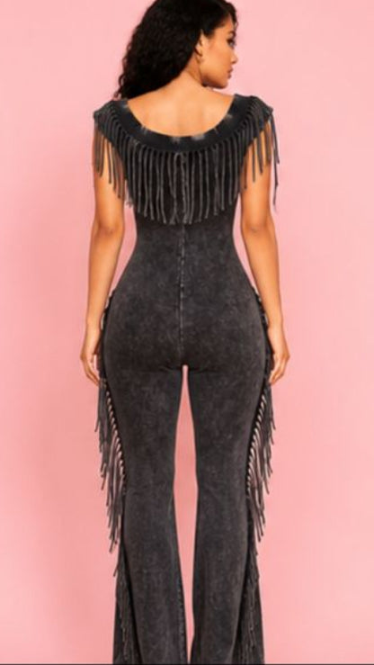 "Midnight Rodeo" Fringe Jumpsuit
