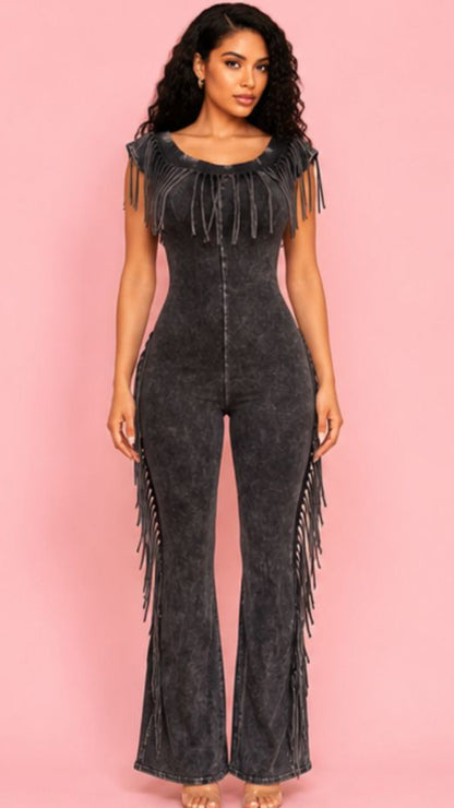 "Midnight Rodeo" Fringe Jumpsuit