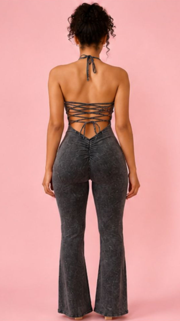 Daytona Lace-Back Flare Jumpsuit