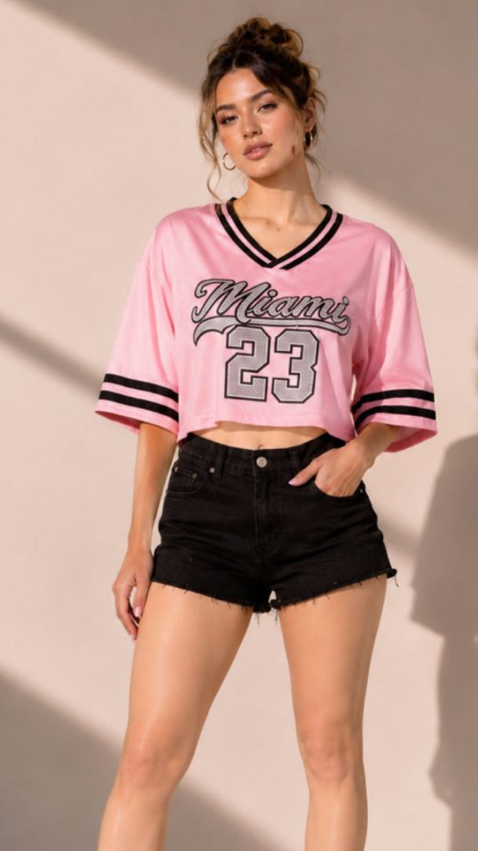 Miami Pink Crop Jersey