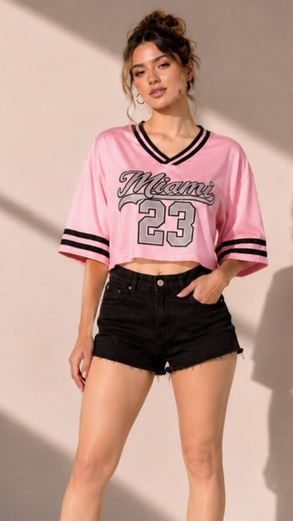 Miami Pink Crop Jersey