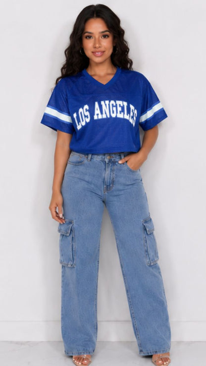 Blue cropped Los Angeles Jersey