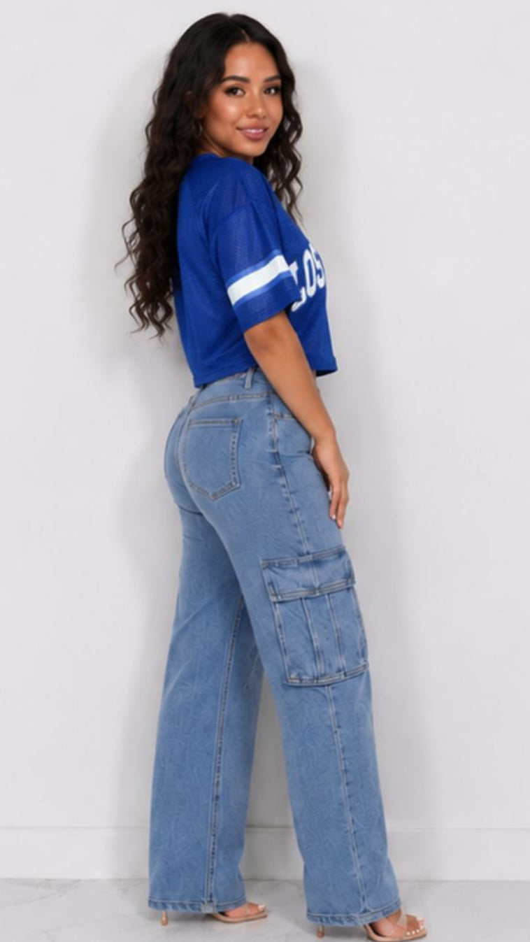 Blue cropped Los Angeles Jersey
