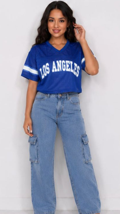 Blue cropped Los Angeles Jersey