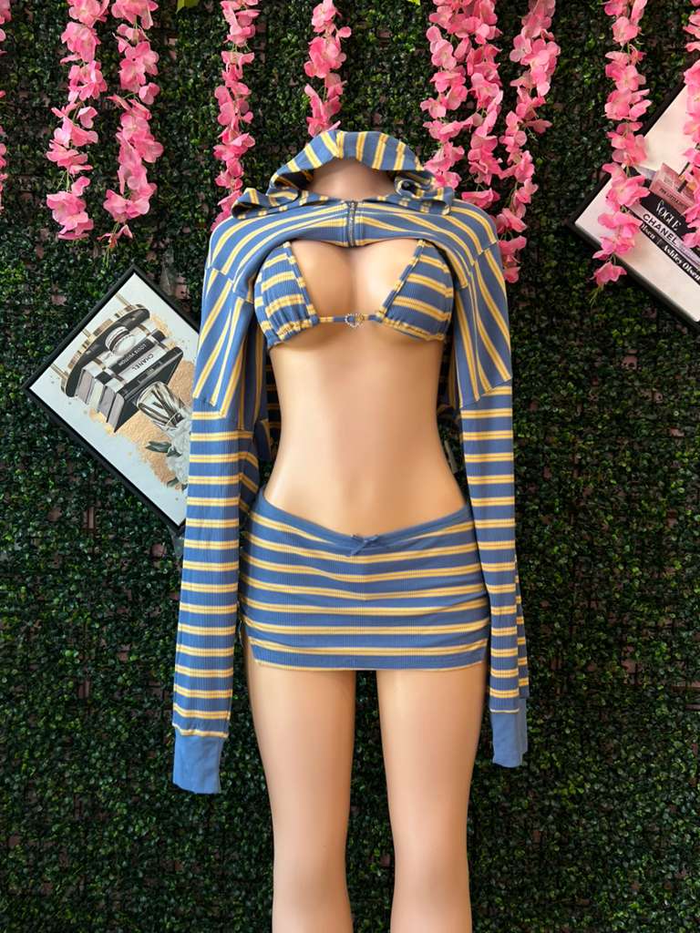 Striped Skirt and Crop Set