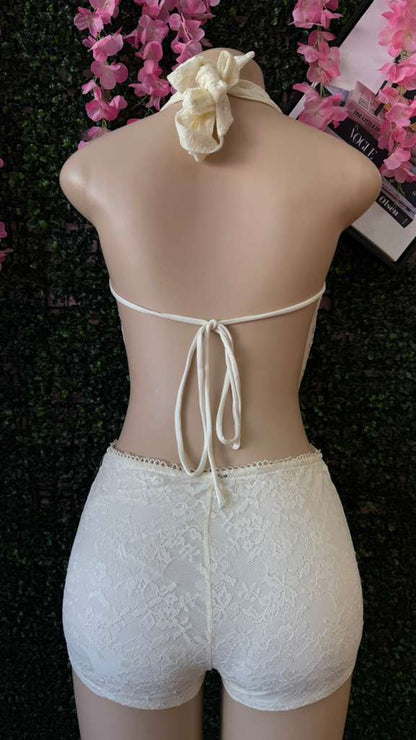 Lace Cowl Halter Set