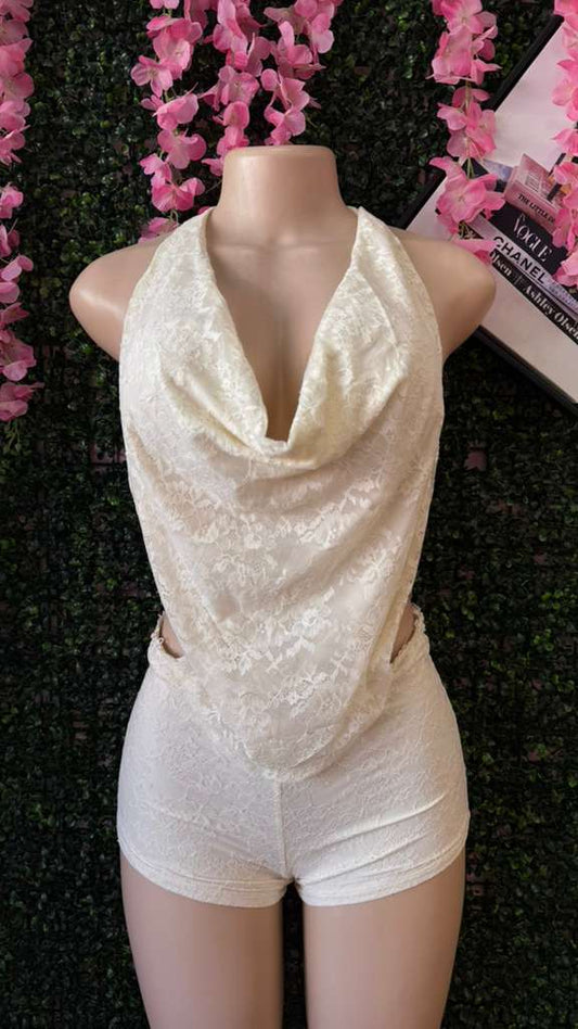 Lace Cowl Halter Set