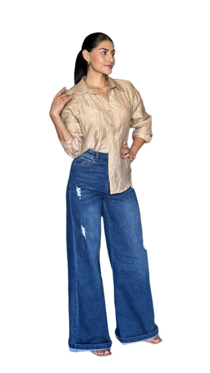 HIGH-WAISTED WIDE LEG JEANS
