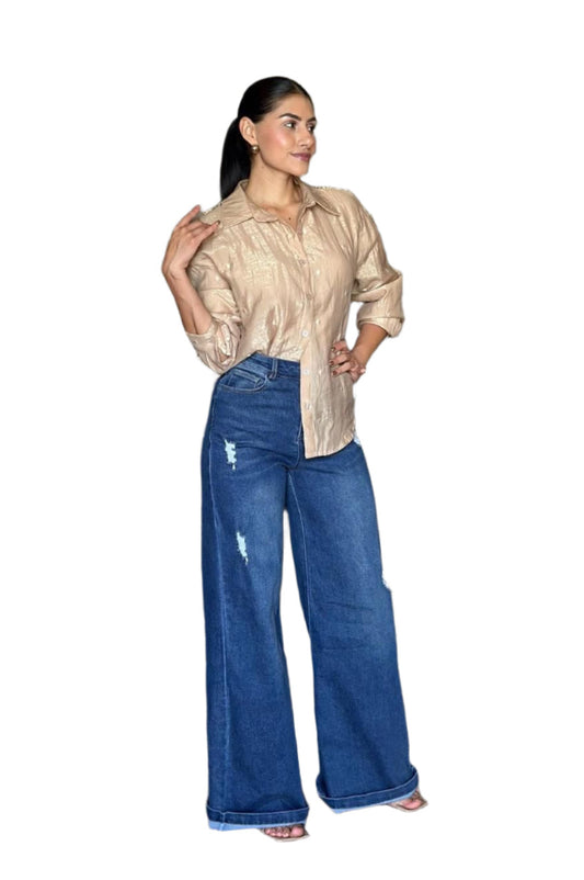 HIGH-WAISTED WIDE LEG JEANS
