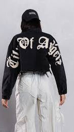 CITY OF ANGELS CROP DENIM JACKET